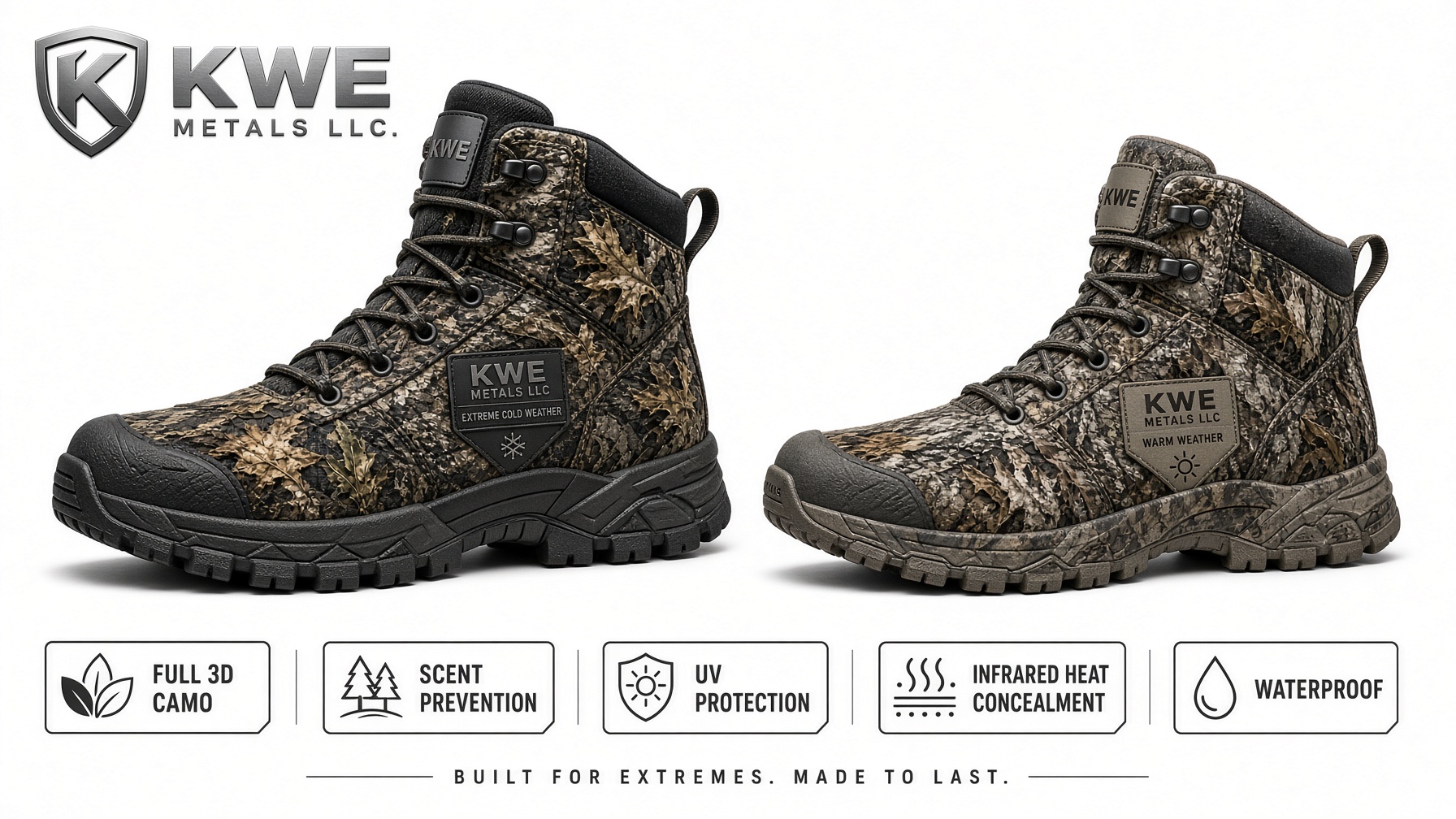 KWE Metals camo boots